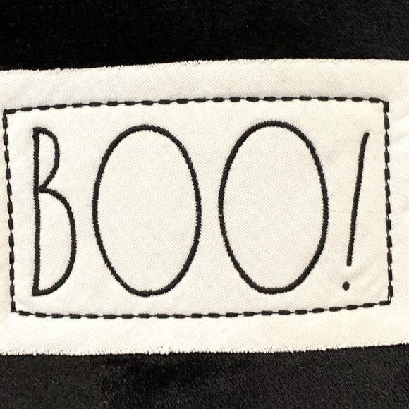 Rae Dunn 2023 Halloween Black Velvet BOO Duck Feather Holiday Pillow NEW w/ TAGS - Picture 3 of 5